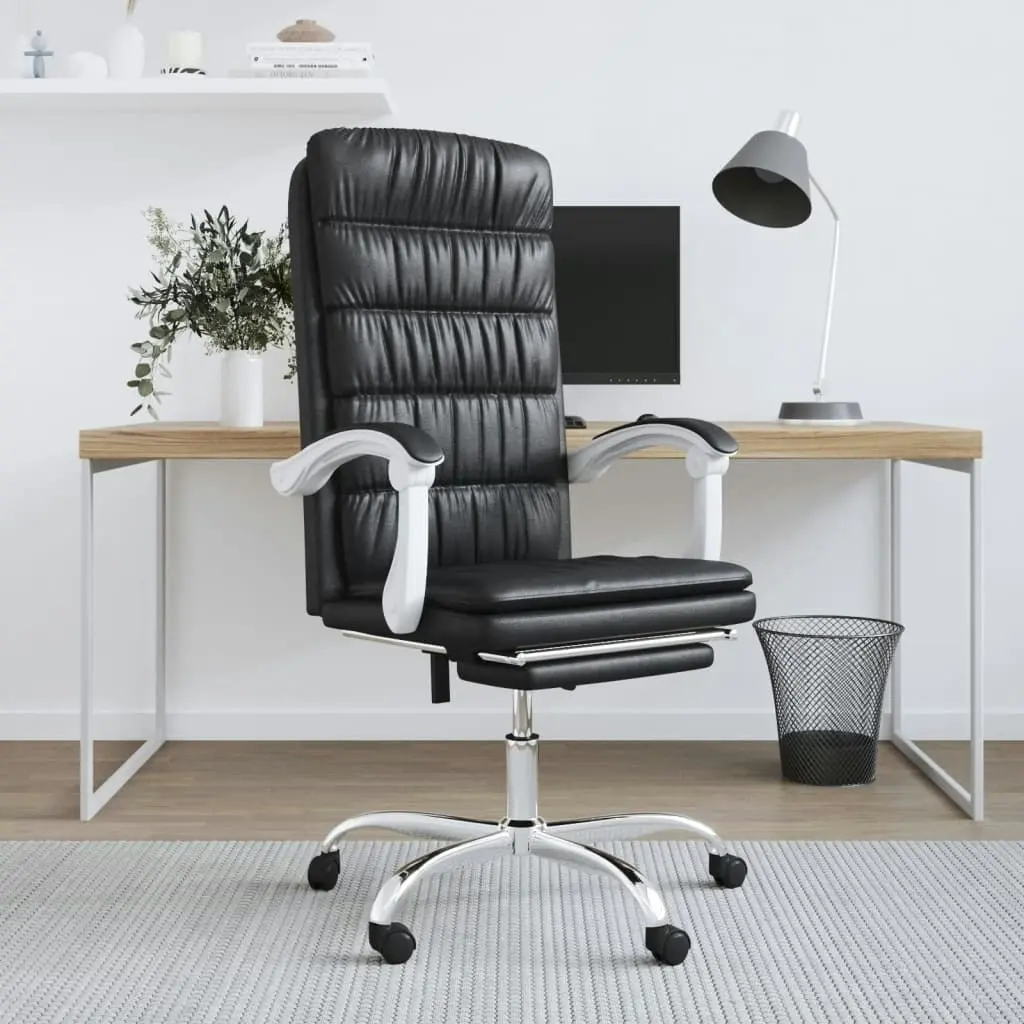 Reclining Office Chair Black Faux Leather 349653