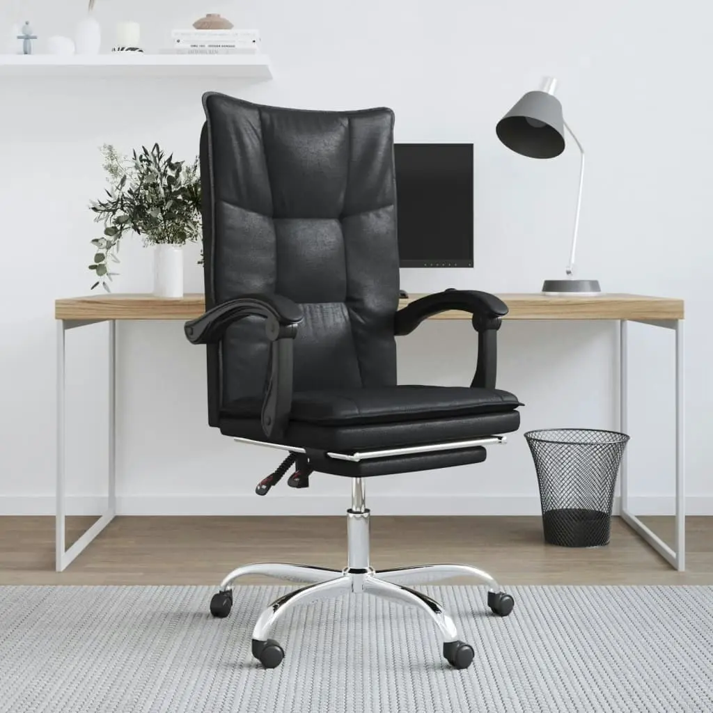 Reclining Office Chair Black Faux Leather 349753