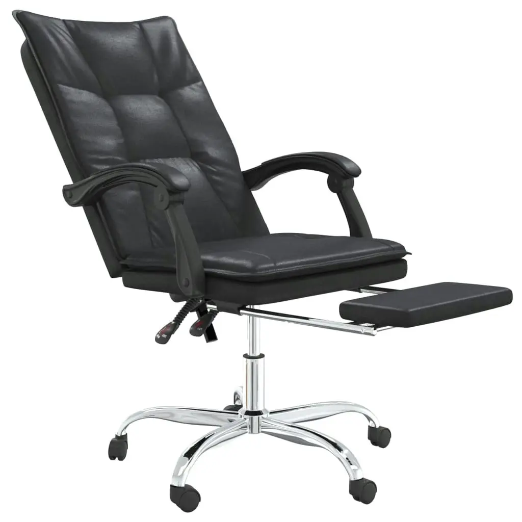 Reclining Office Chair Black Faux Leather 349753