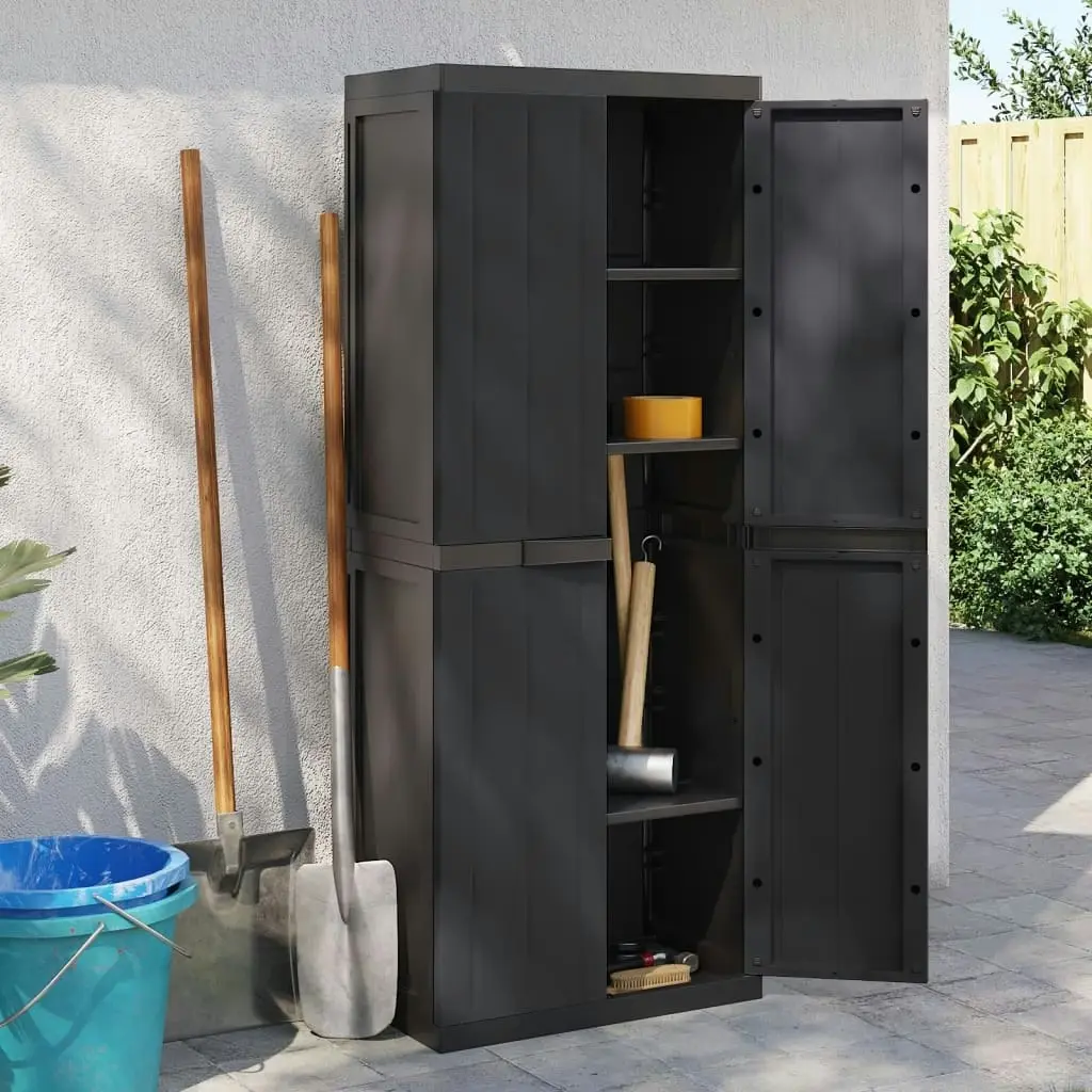 Outdoor Storage Cabinet Black 65x37x165 cm PP 364206