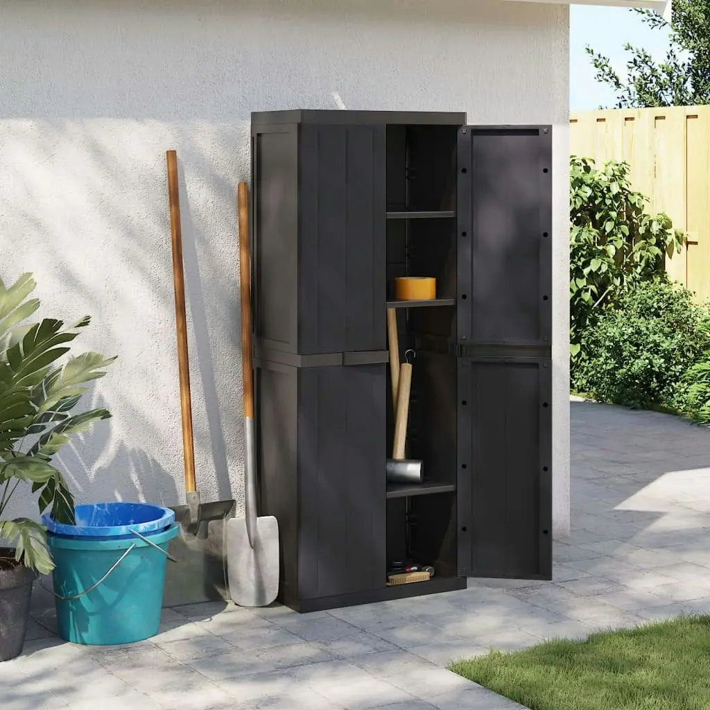 Outdoor Storage Cabinet Black 65x37x165 cm PP 364206