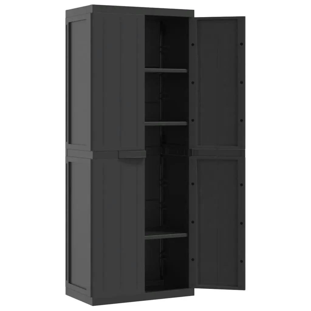 Outdoor Storage Cabinet Black 65x37x165 cm PP 364206