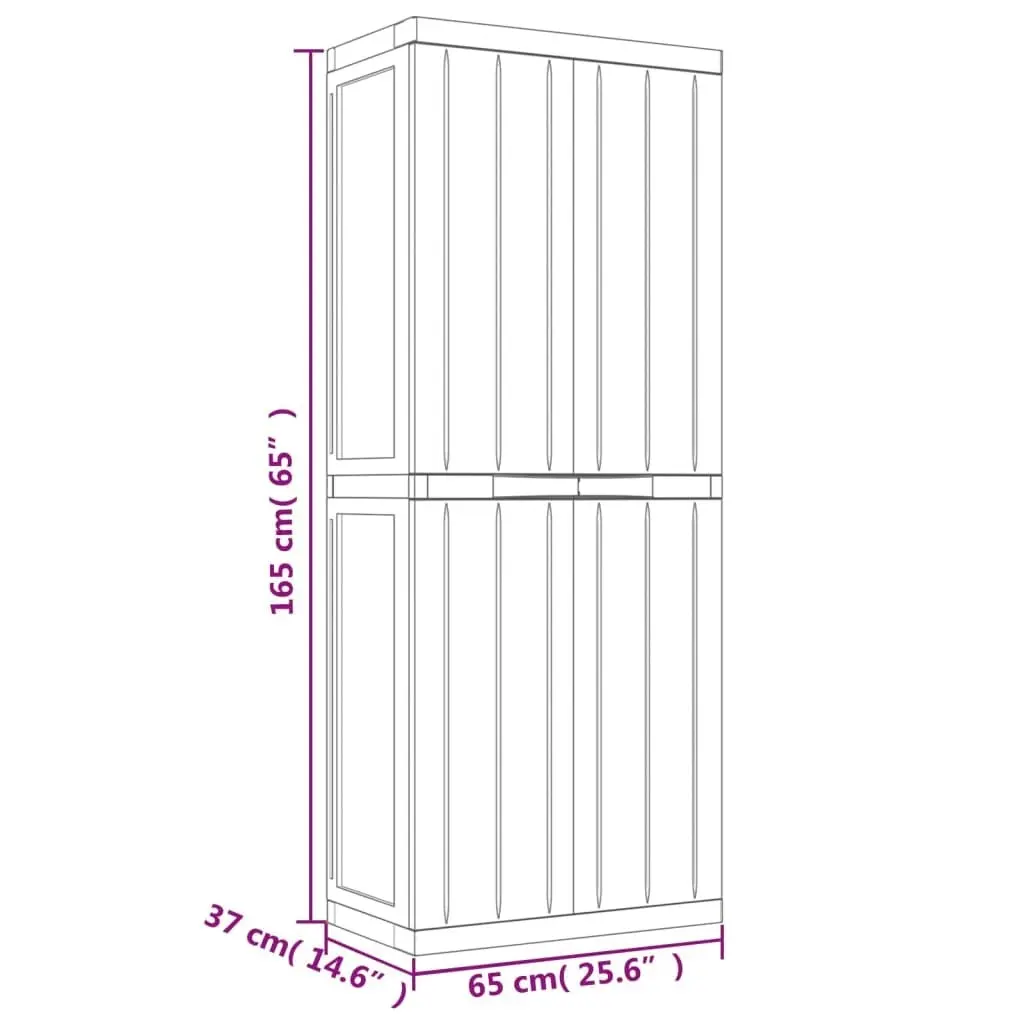 Outdoor Storage Cabinet Black 65x37x165 cm PP 364206