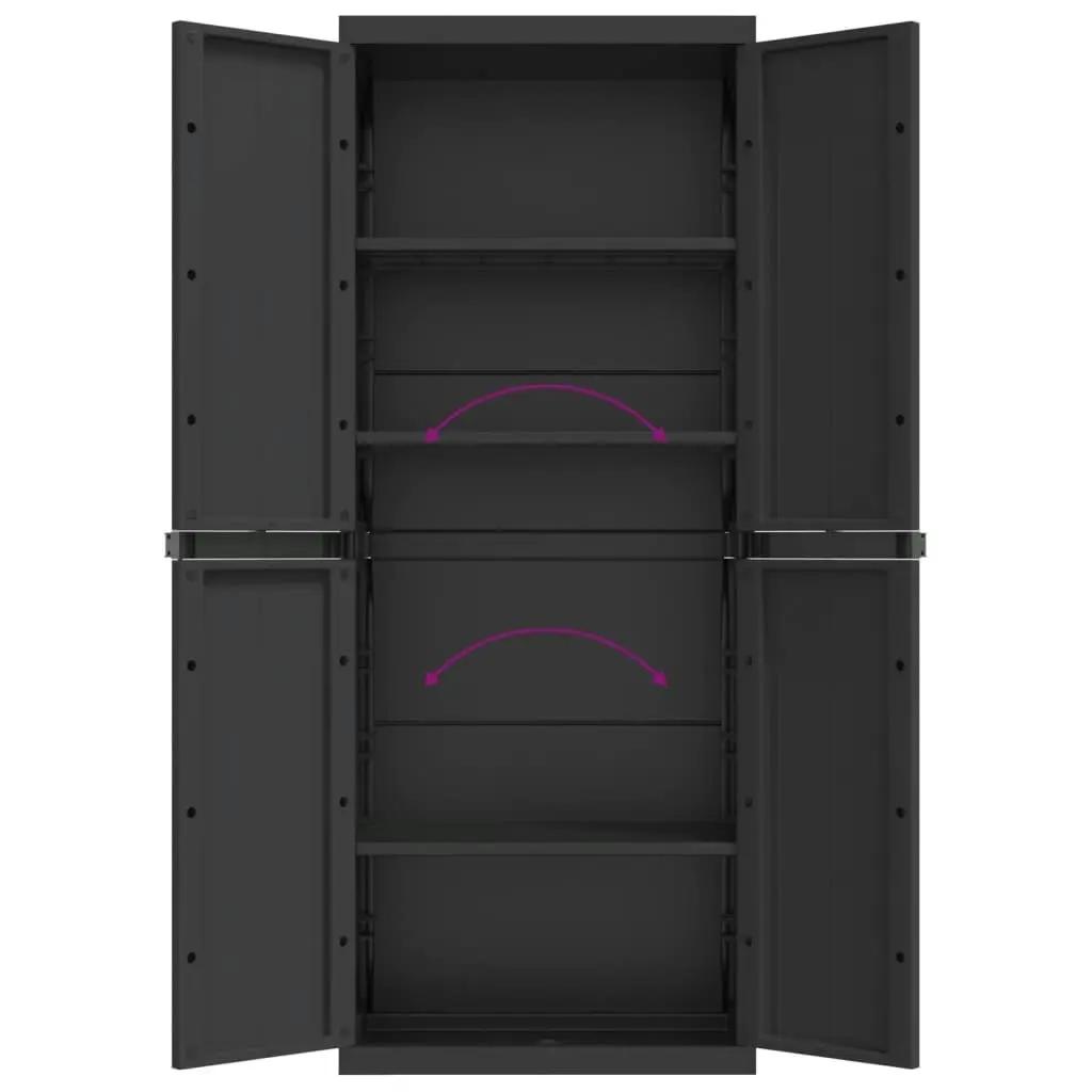 Outdoor Storage Cabinet Black 65x37x165 cm PP 364206