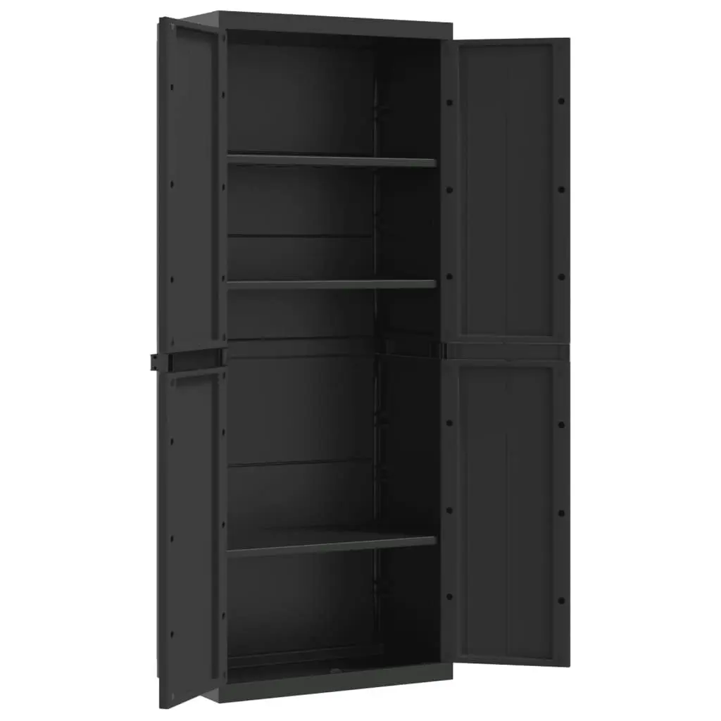 Outdoor Storage Cabinet Black 65x37x165 cm PP 364206