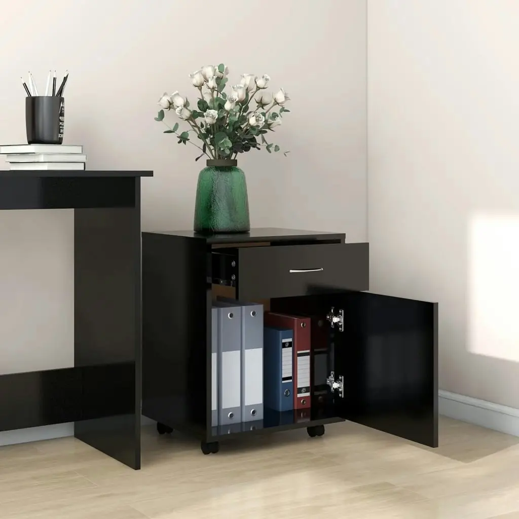 Rolling Cabinet Black 45x38x54 cm Engineered Wood 808441