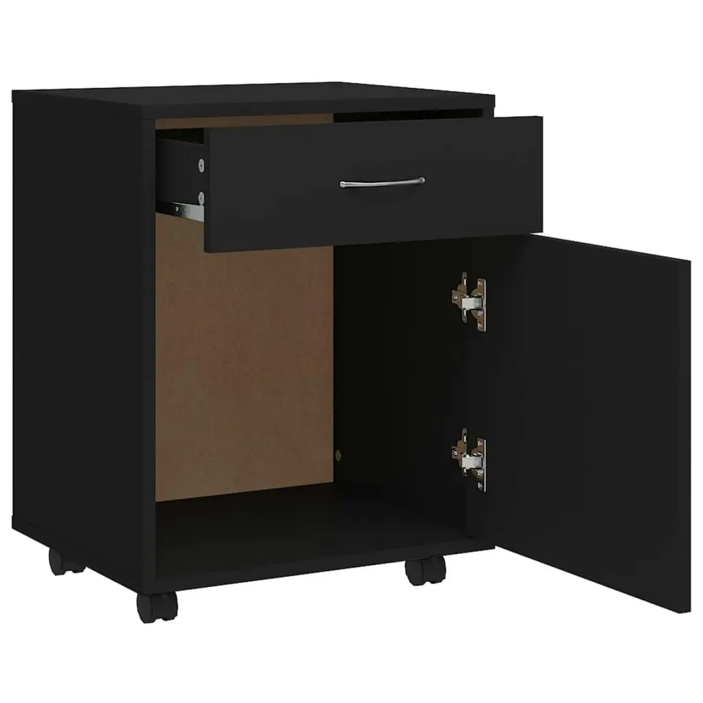 Rolling Cabinet Black 45x38x54 cm Engineered Wood 808441