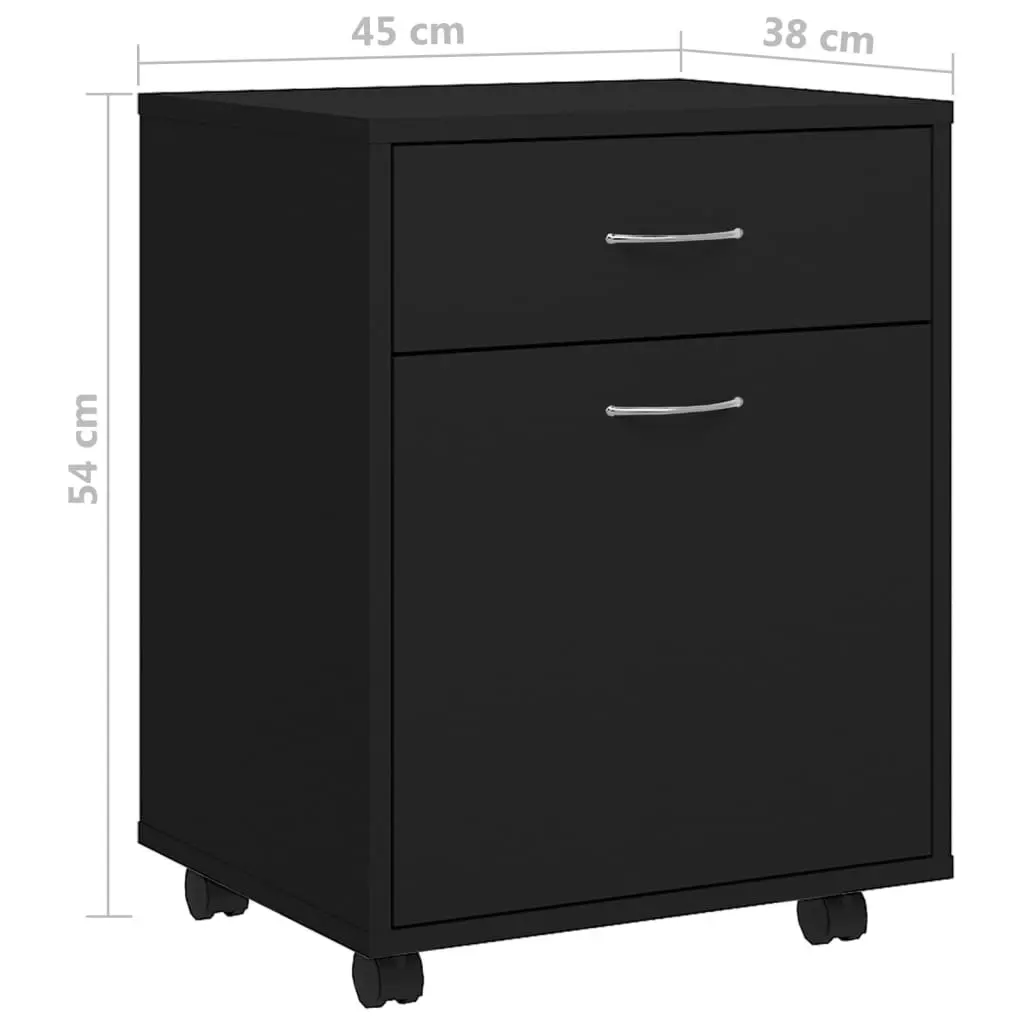 Rolling Cabinet Black 45x38x54 cm Engineered Wood 808441