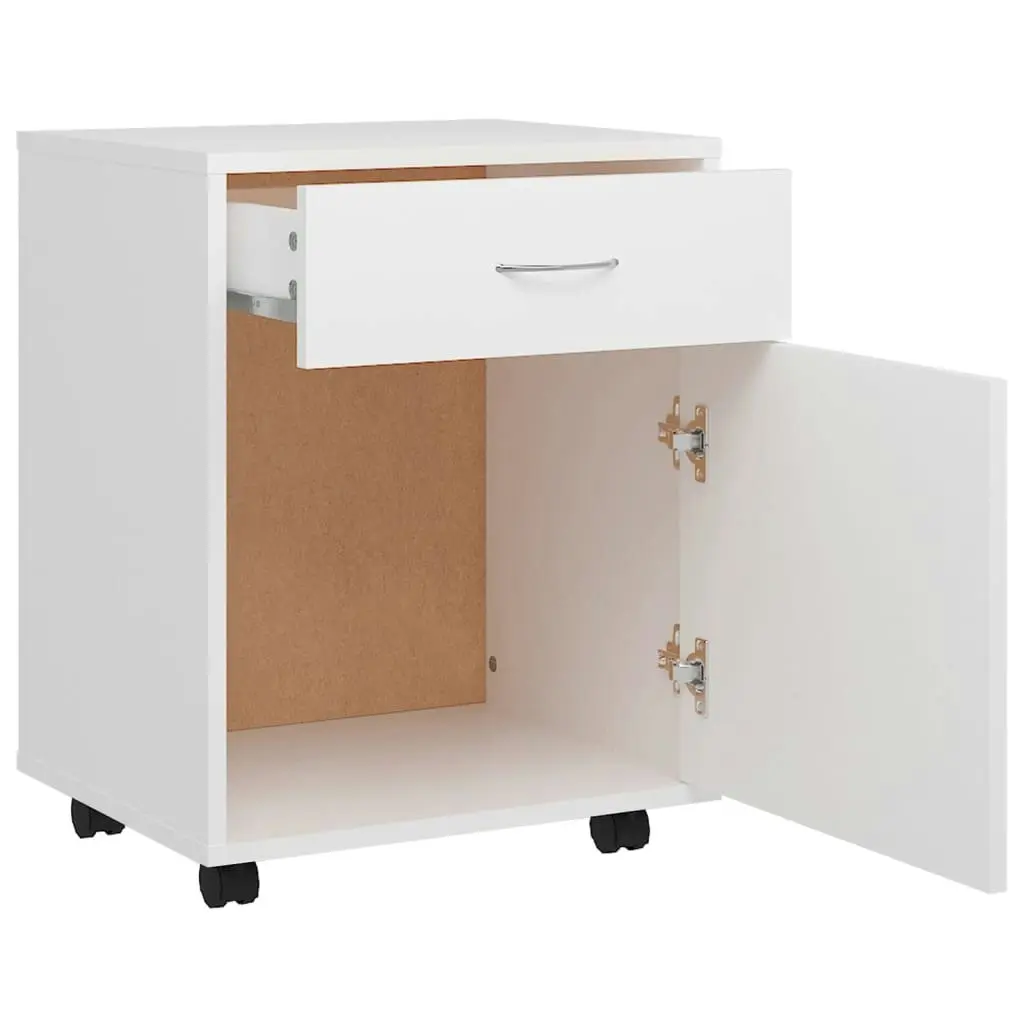 Rolling Cabinet White 45x38x54 cm Engineered Wood 808440