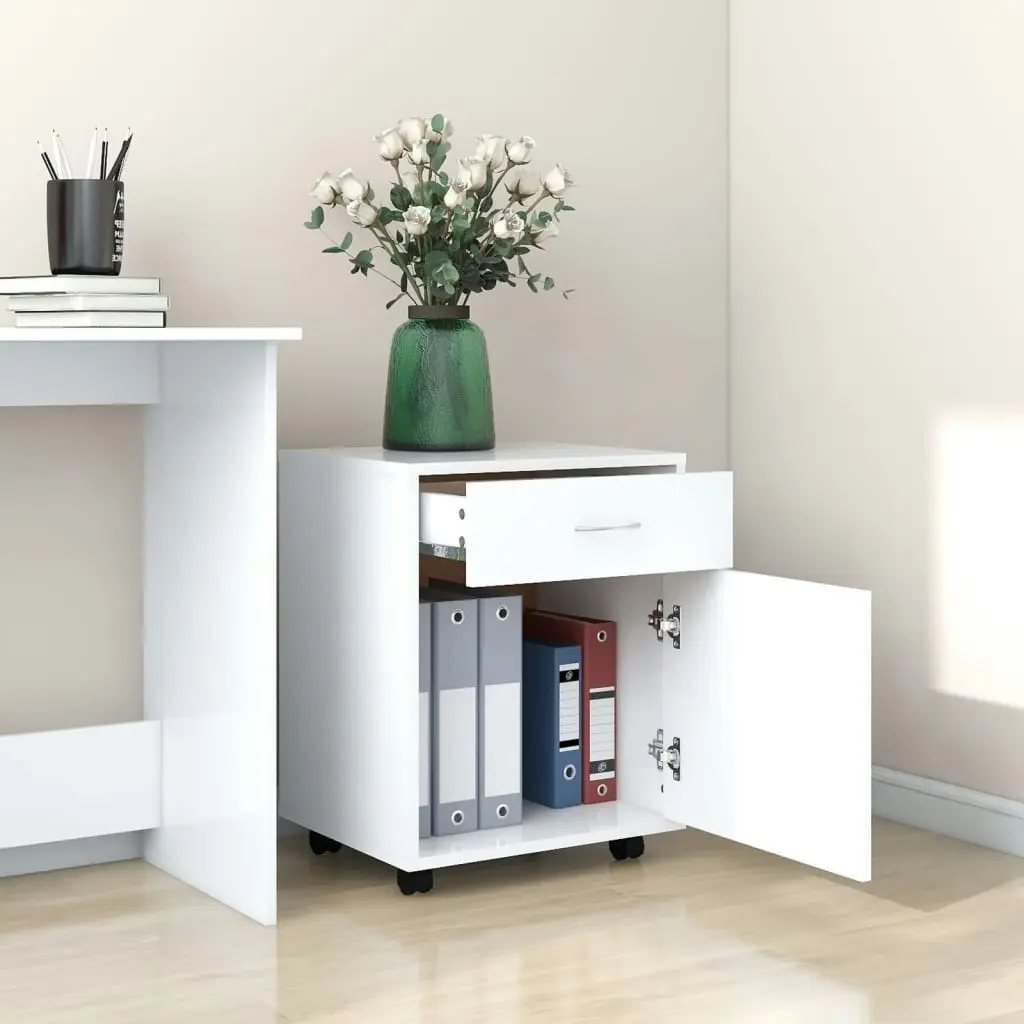 Rolling Cabinet White 45x38x54 cm Engineered Wood 808440