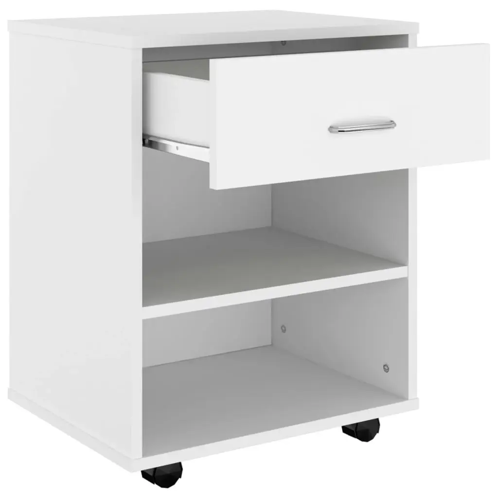 Rolling Cabinet White 46x36x59 cm Engineered Wood 808467