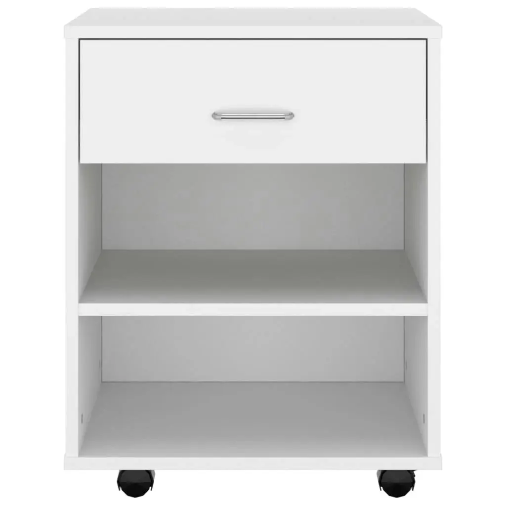 Rolling Cabinet White 46x36x59 cm Engineered Wood 808467