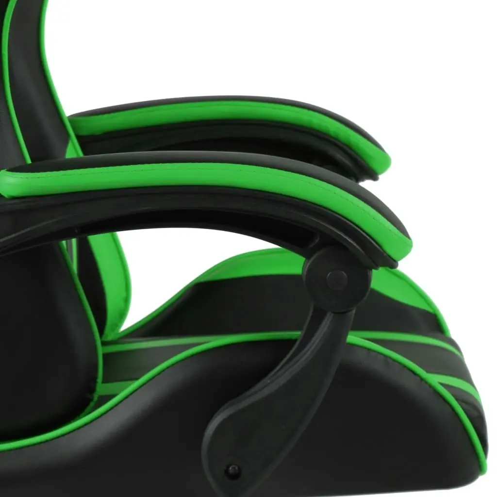 Racing Chair with Footrest Black and Green Faux Leather 20529