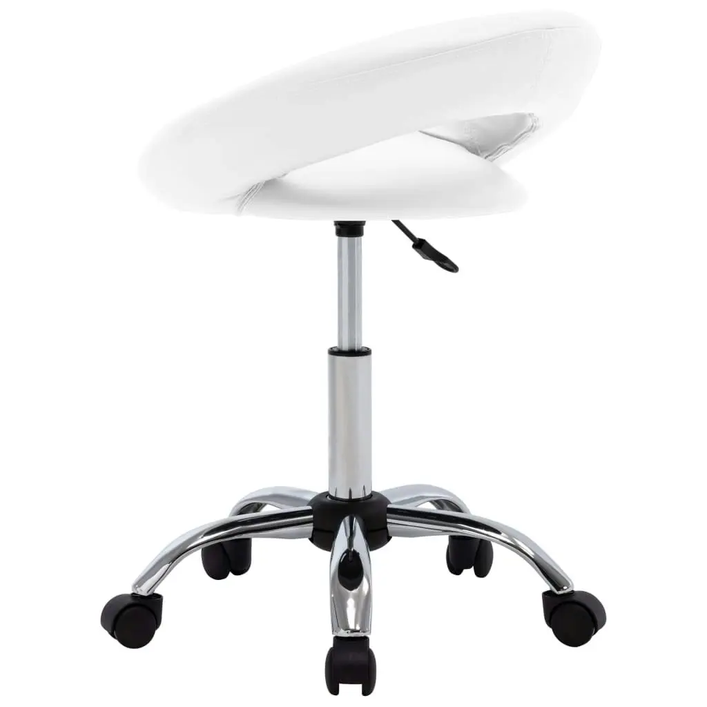 Rolling Work Chair White Faux Leather 323663