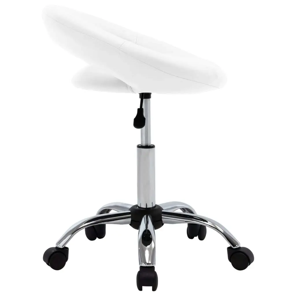 Rolling Work Chair White Faux Leather 323663