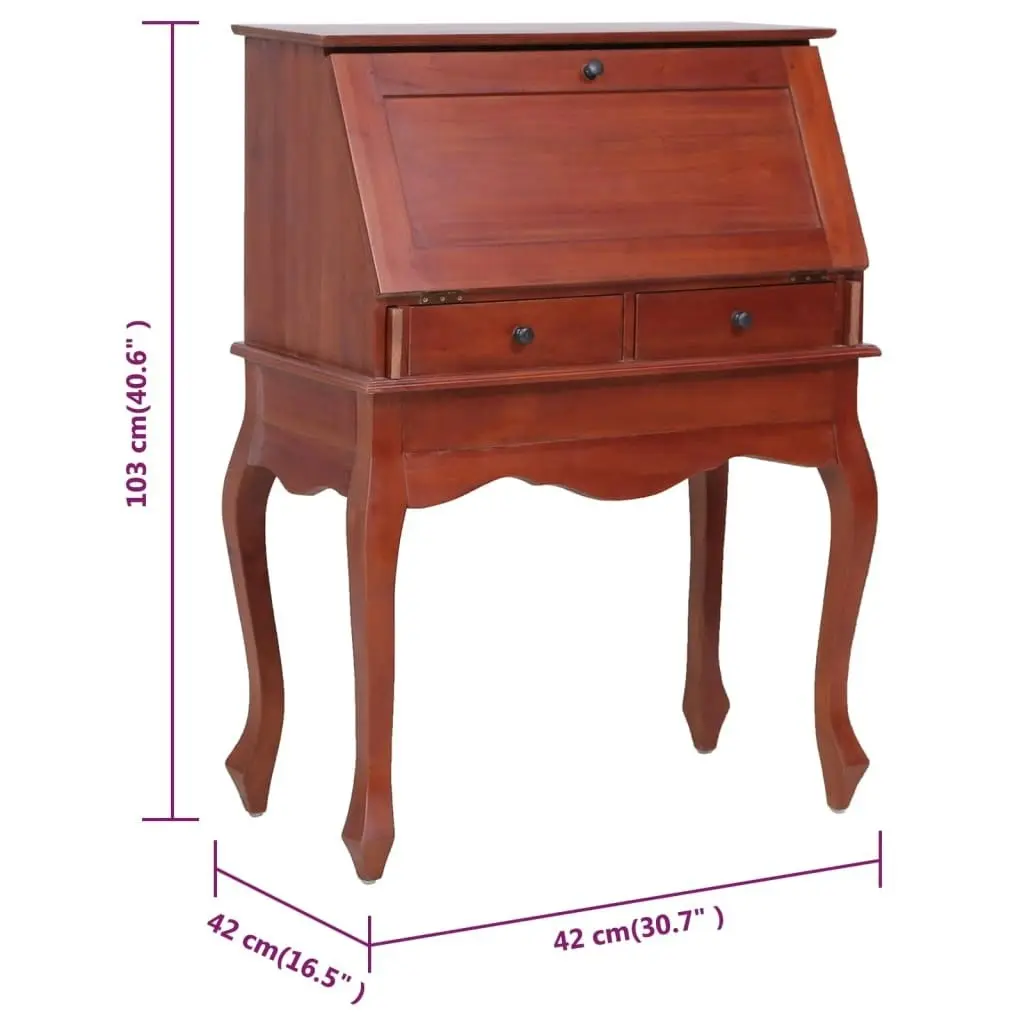 Secretary Desk Brown 78x42x103 cm Solid Mahogany Wood 283841