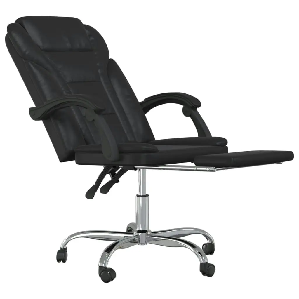 Reclining Office Chair Black Faux Leather 349697