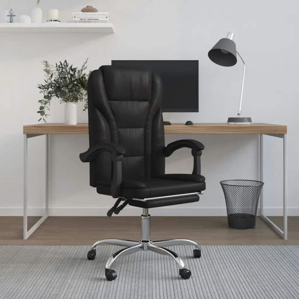 Reclining Office Chair Black Faux Leather 349697