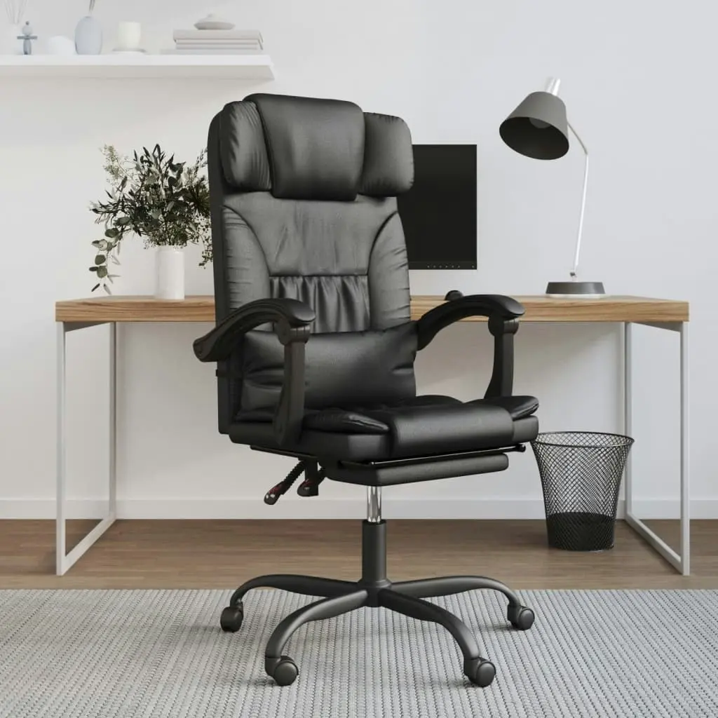 Reclining Office Chair Black Faux Leather 349733