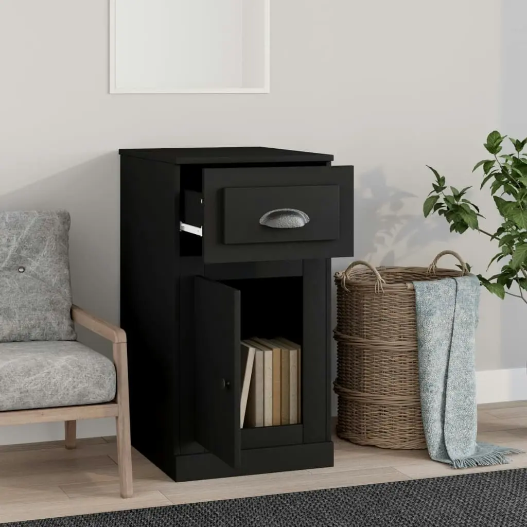 Side Cabinet with Drawer Black 40x50x75 cm Engineered Wood 816481