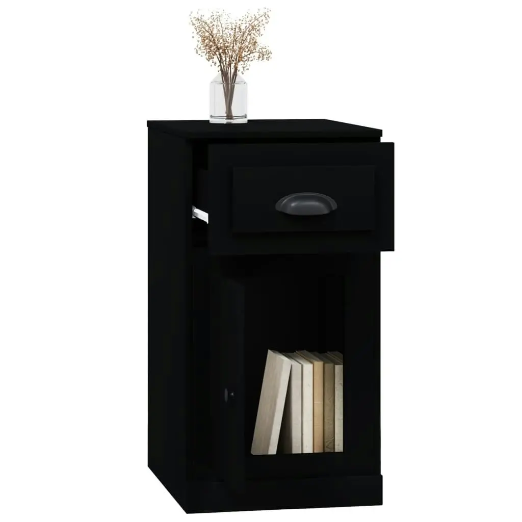 Side Cabinet with Drawer Black 40x50x75 cm Engineered Wood 816481