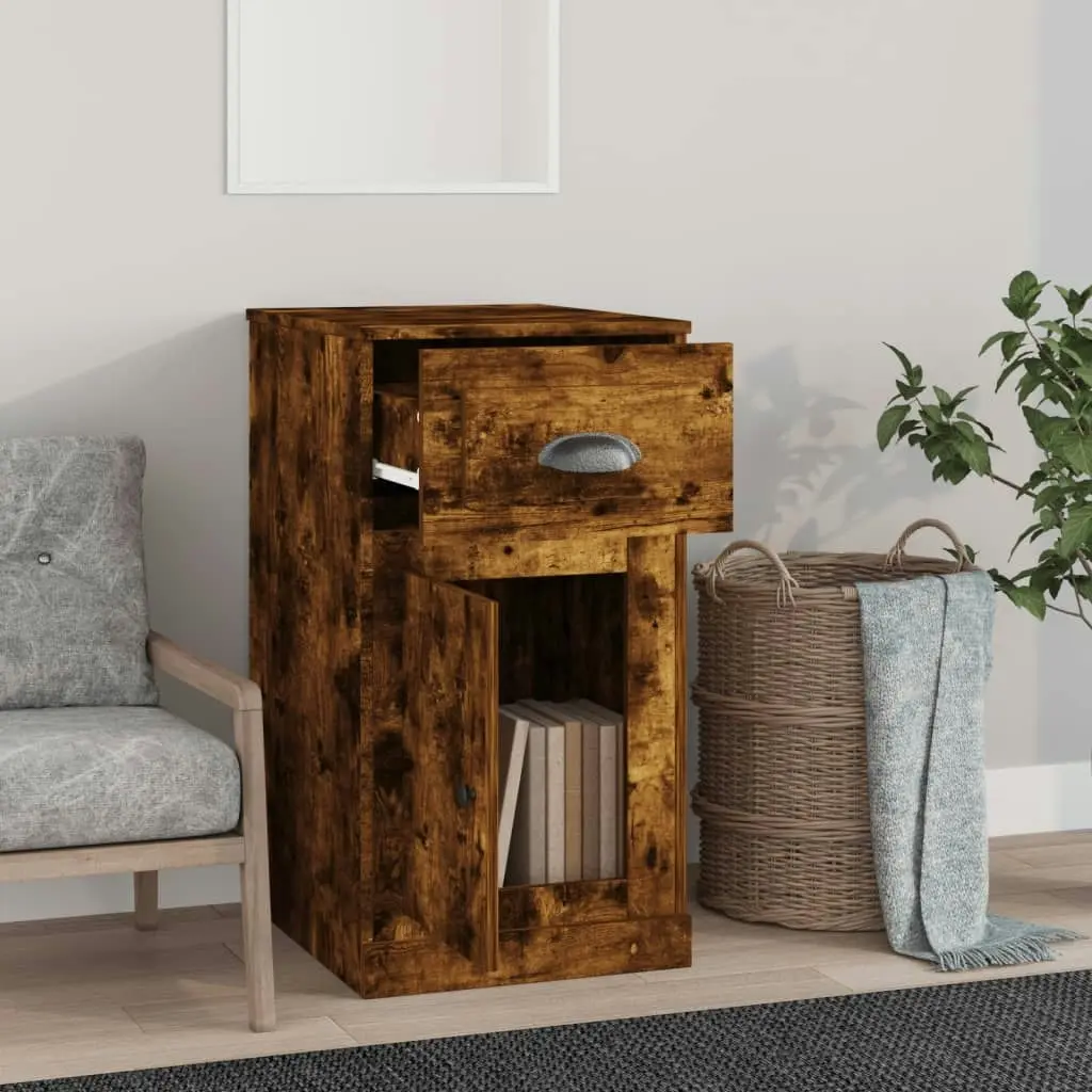 Side Cabinet with Drawer Smoked Oak 40x50x75 cm Engineered Wood 816485