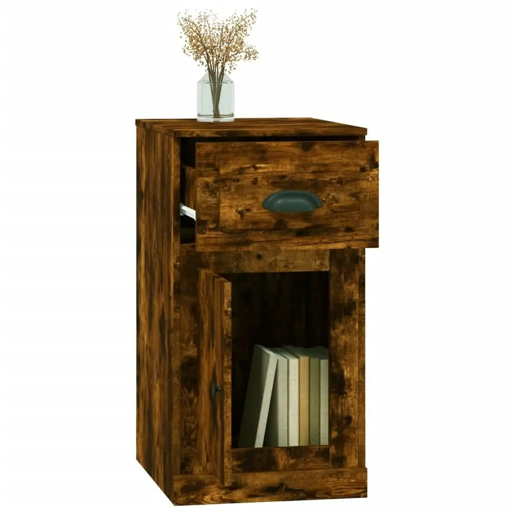 Side Cabinet with Drawer Smoked Oak 40x50x75 cm Engineered Wood 816485