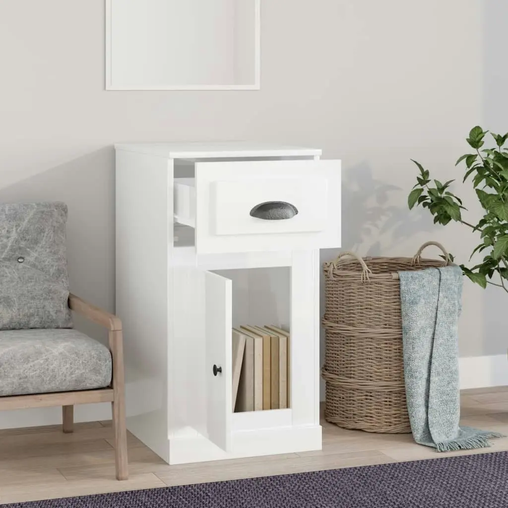 Side Cabinet with Drawer High Gloss White 40x50x75 cm Engineered Wood 816482