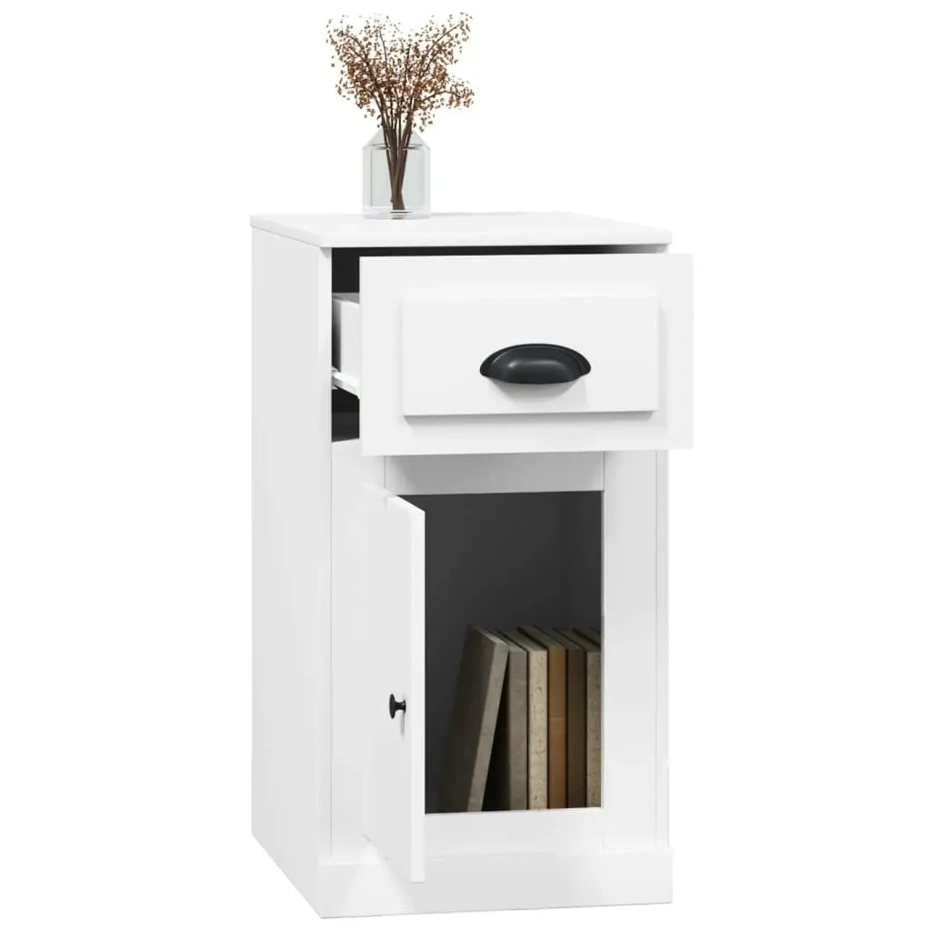 Side Cabinet with Drawer High Gloss White 40x50x75 cm Engineered Wood 816482