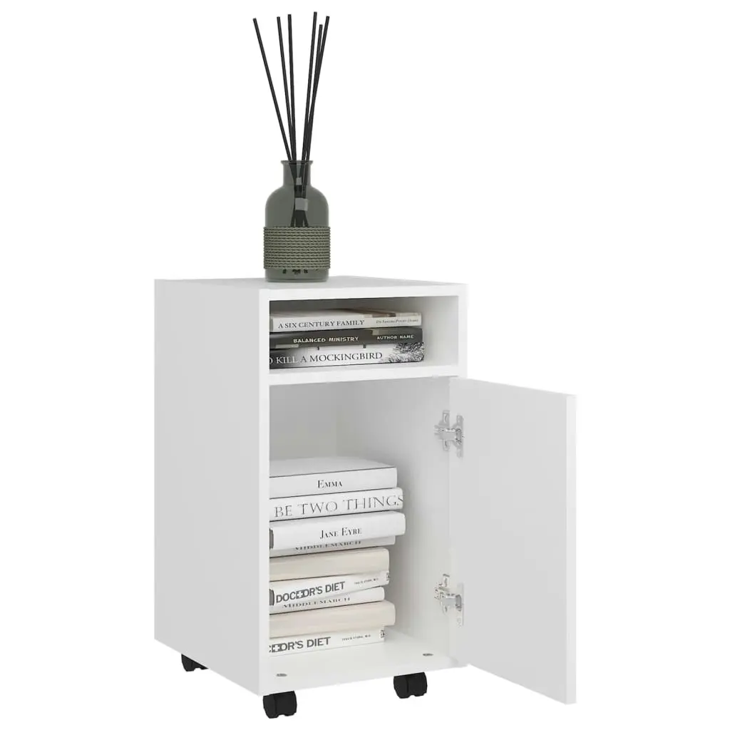 Side Cabinet with Wheels White 33x38x60 cm Engineered Wood 803047