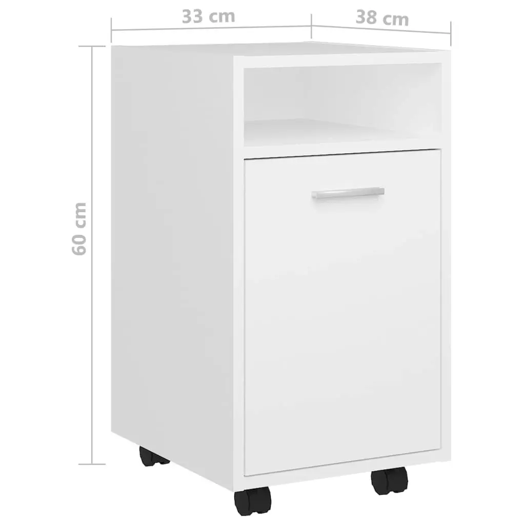 Side Cabinet with Wheels White 33x38x60 cm Engineered Wood 803047