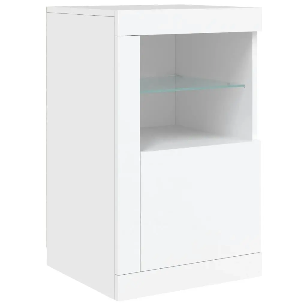 Side Cabinets with LED Lights 2 pcs White Engineered Wood 836631