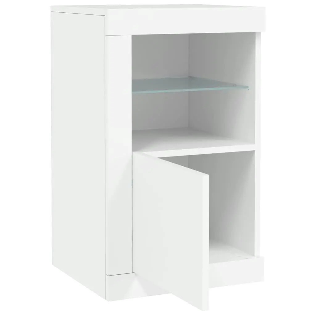 Side Cabinets with LED Lights 2 pcs White Engineered Wood 836631