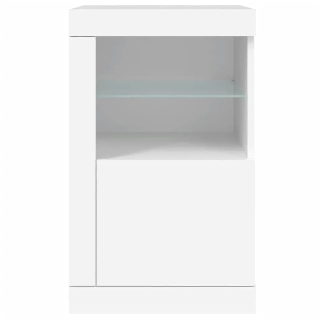 Side Cabinets with LED Lights 2 pcs White Engineered Wood 836631