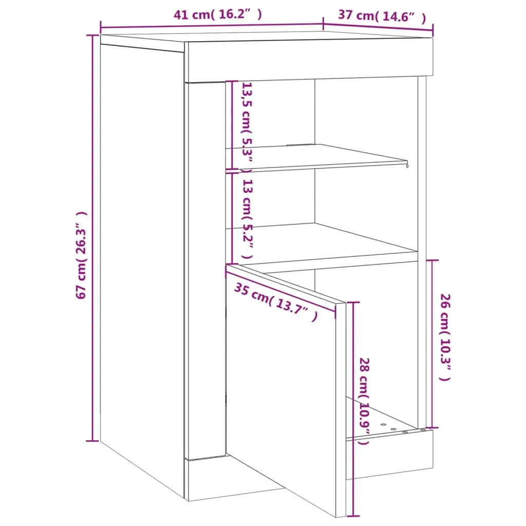 Side Cabinets with LED Lights 2 pcs White Engineered Wood 836631