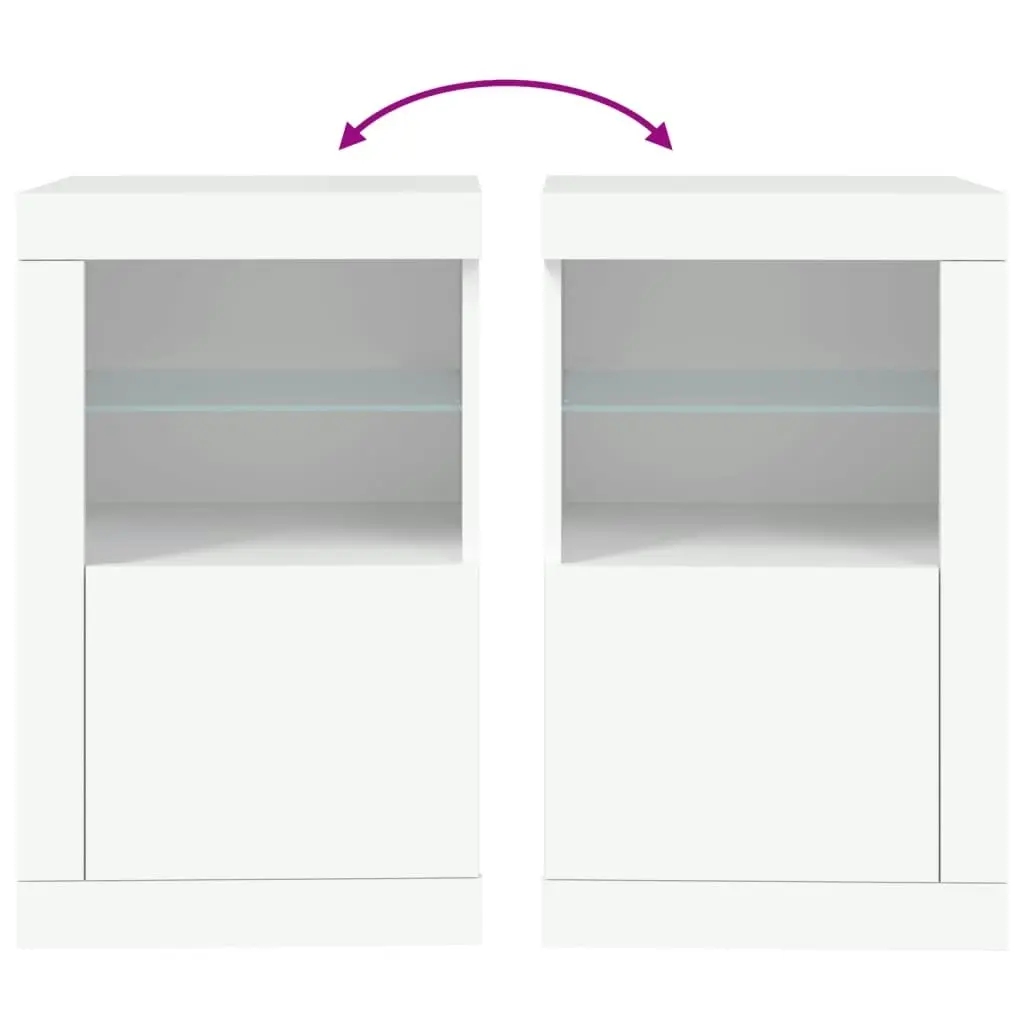 Side Cabinets with LED Lights 2 pcs White Engineered Wood 836631