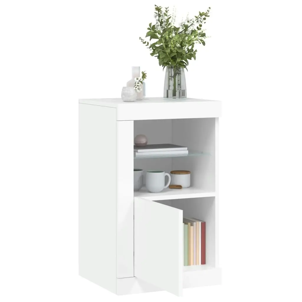 Side Cabinets with LED Lights 2 pcs White Engineered Wood 836631