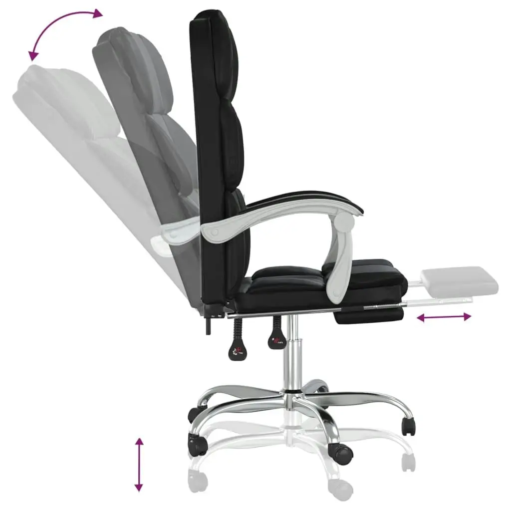 Reclining Office Chair Black Faux Leather 349629