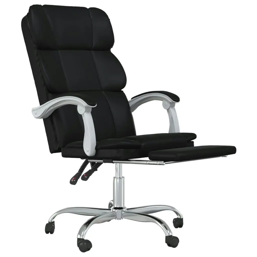 Reclining Office Chair Black Faux Leather 349629