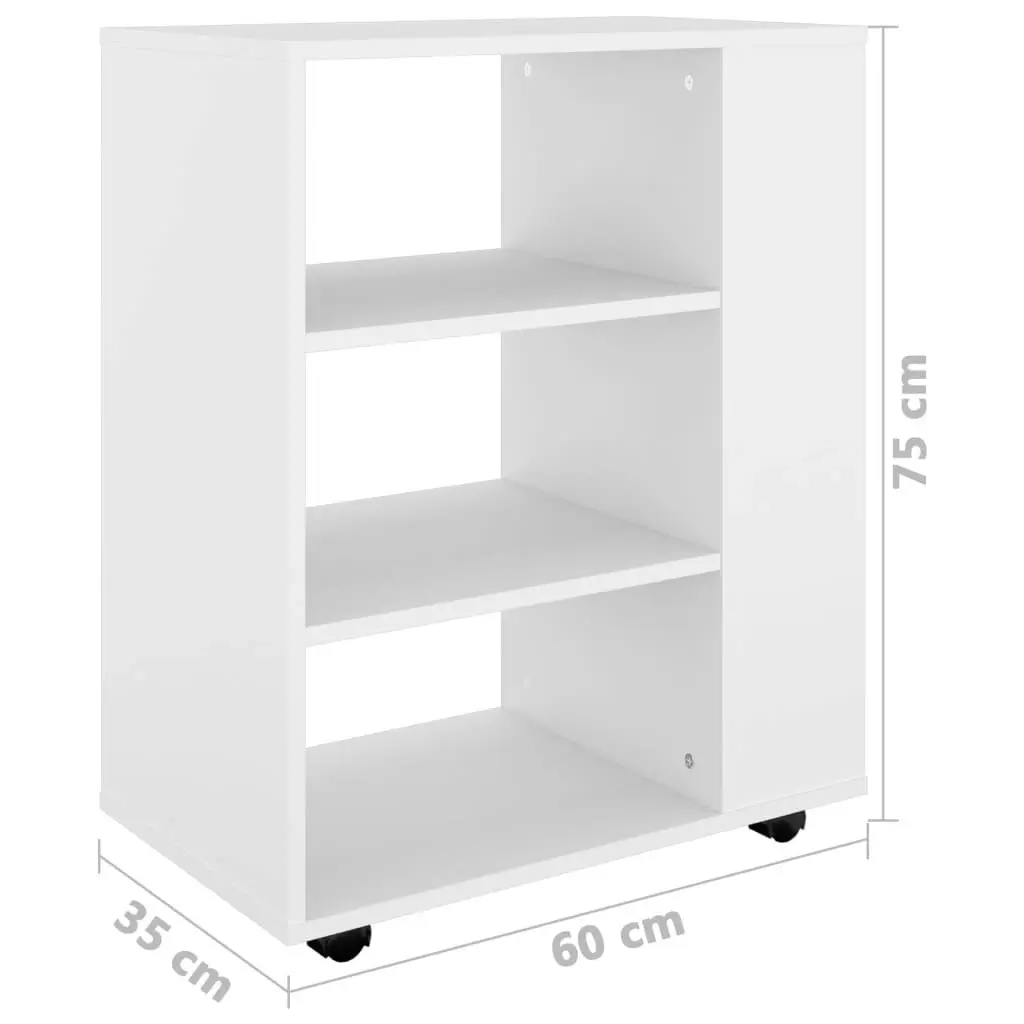 Rolling Cabinet White 60x35x75 cm Engineered Wood 808449