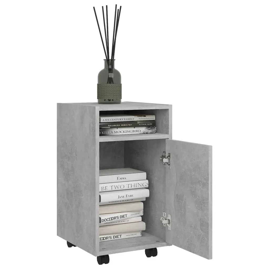 Side Cabinet with Wheels Concrete Grey 33x38x60 cm Engineered Wood 803051