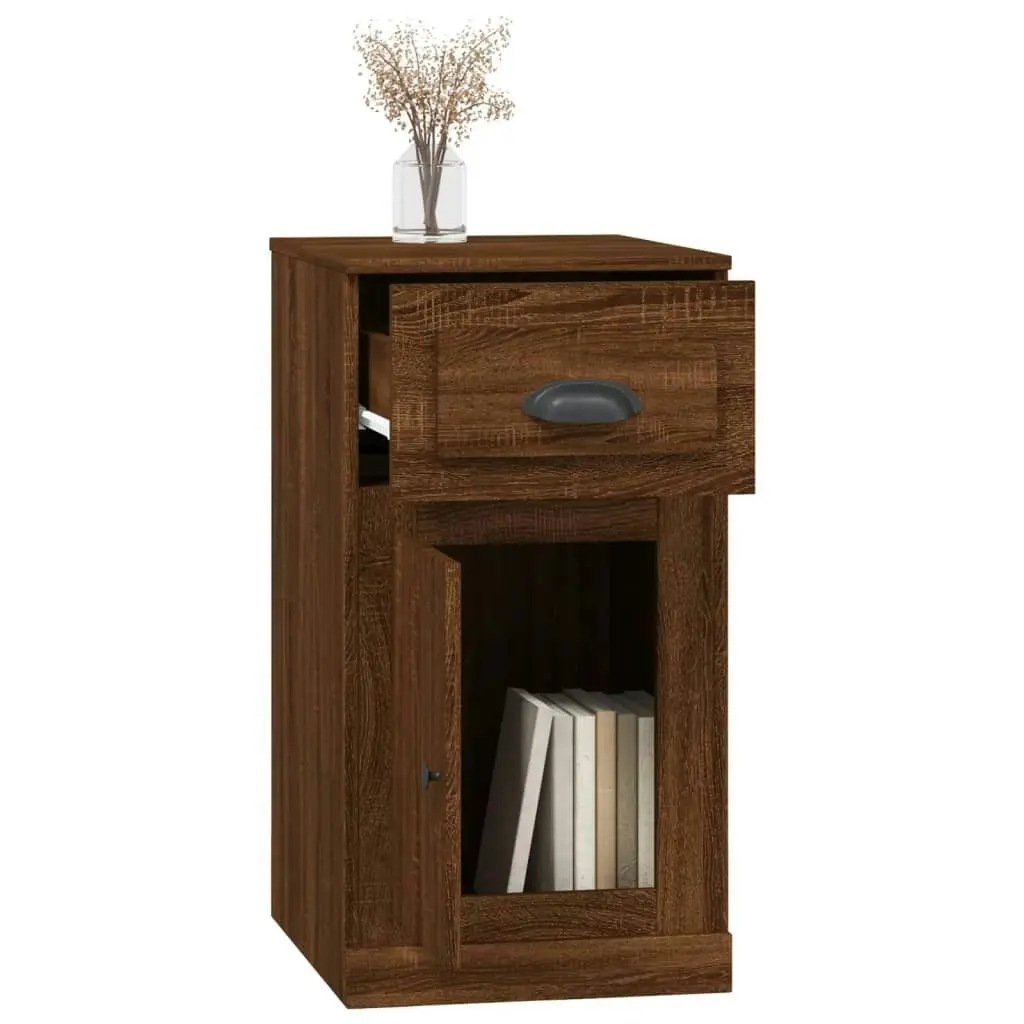 Side Cabinet with Drawer Brown Oak 40x50x75 cm Engineered Wood 816487