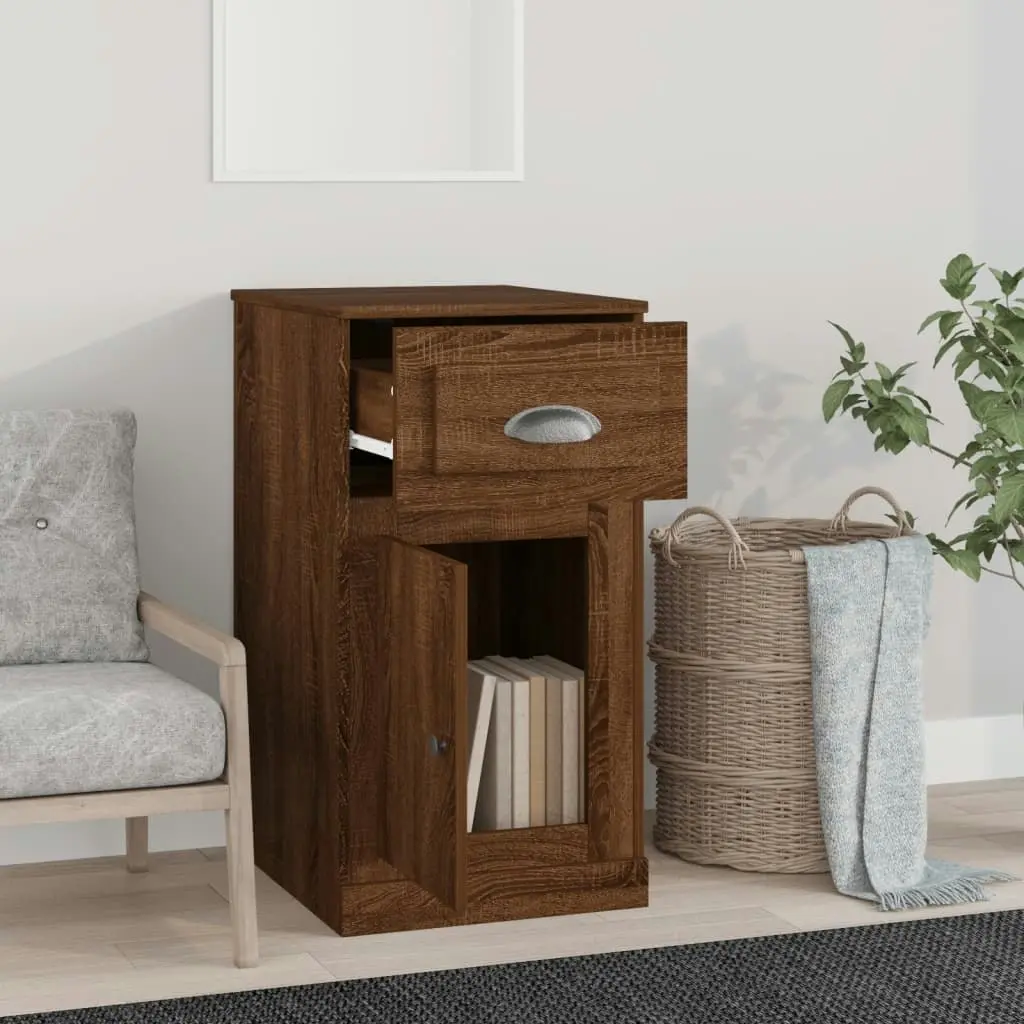 Side Cabinet with Drawer Brown Oak 40x50x75 cm Engineered Wood 816487