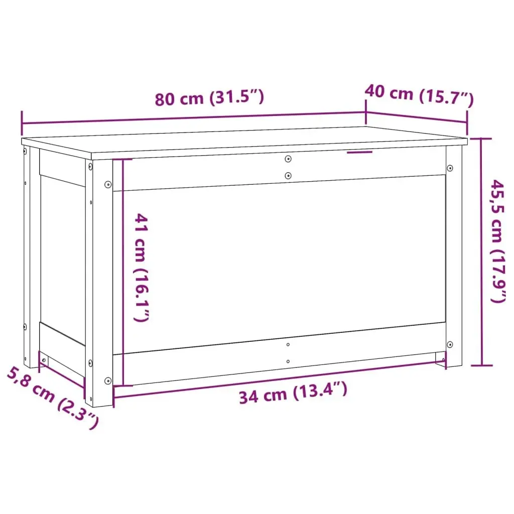 Storage Box 80x40x45.5 cm Solid Wood Pine 823534