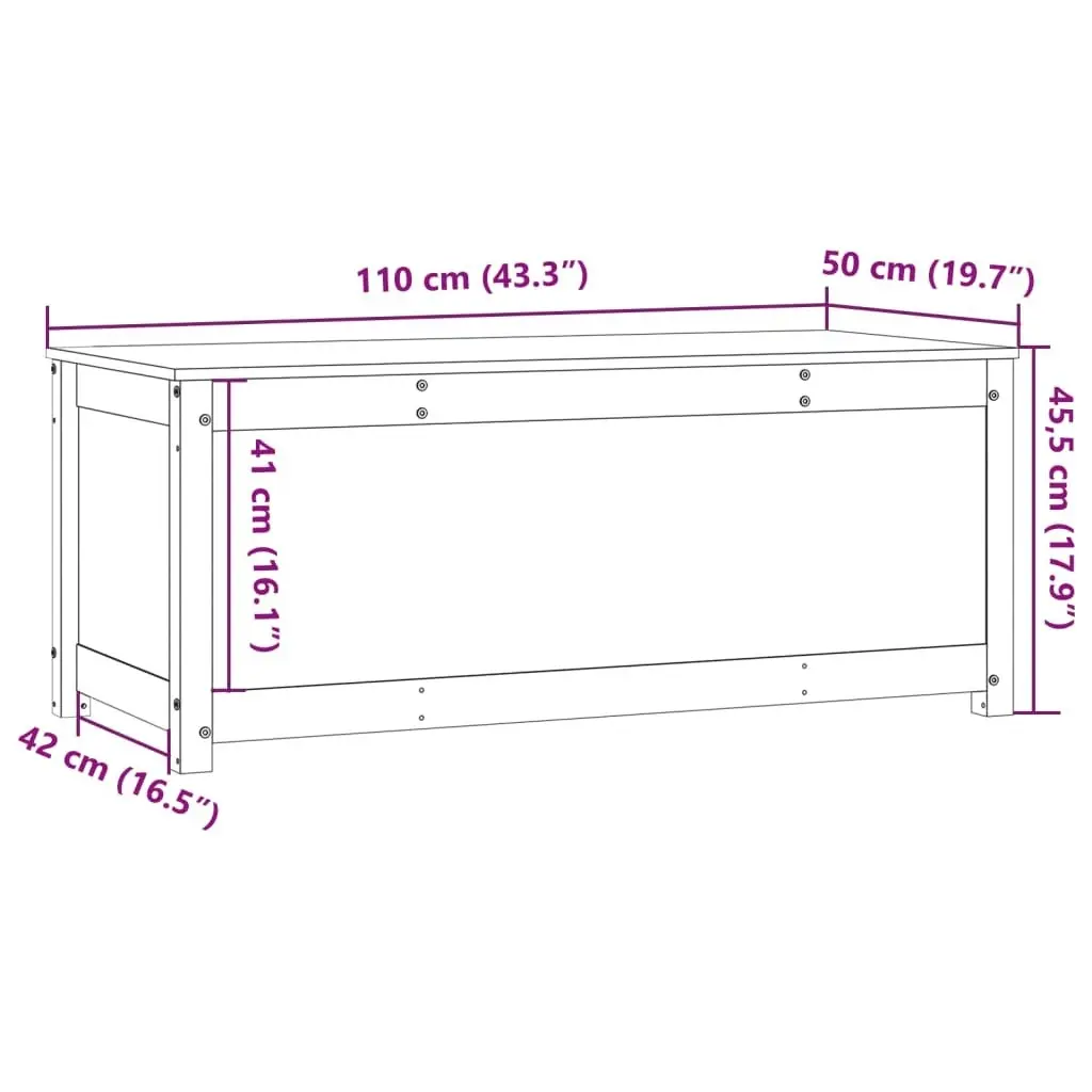 Storage Box White 110x50x45.5 cm Solid Wood Pine 823540