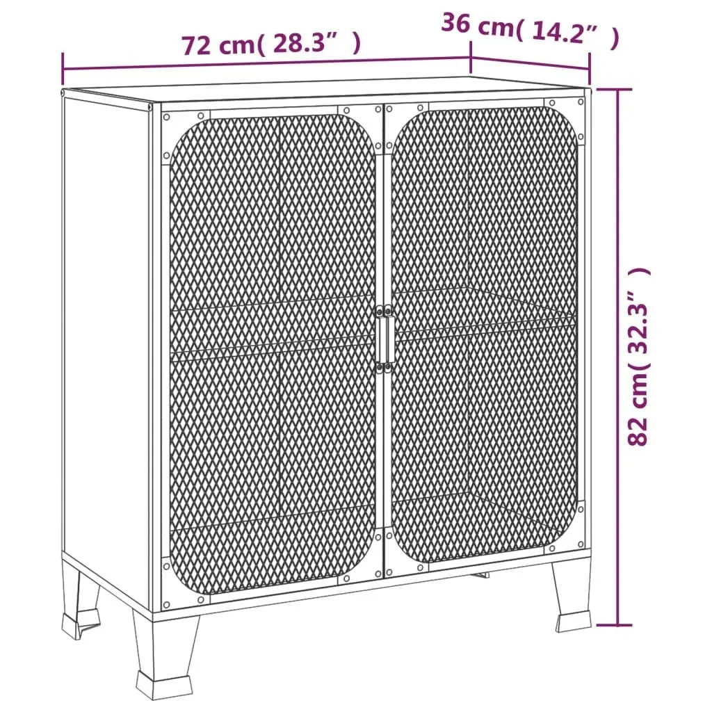 Storage Cabinet Grey 72x36x82 cm Metal and MDF 335908