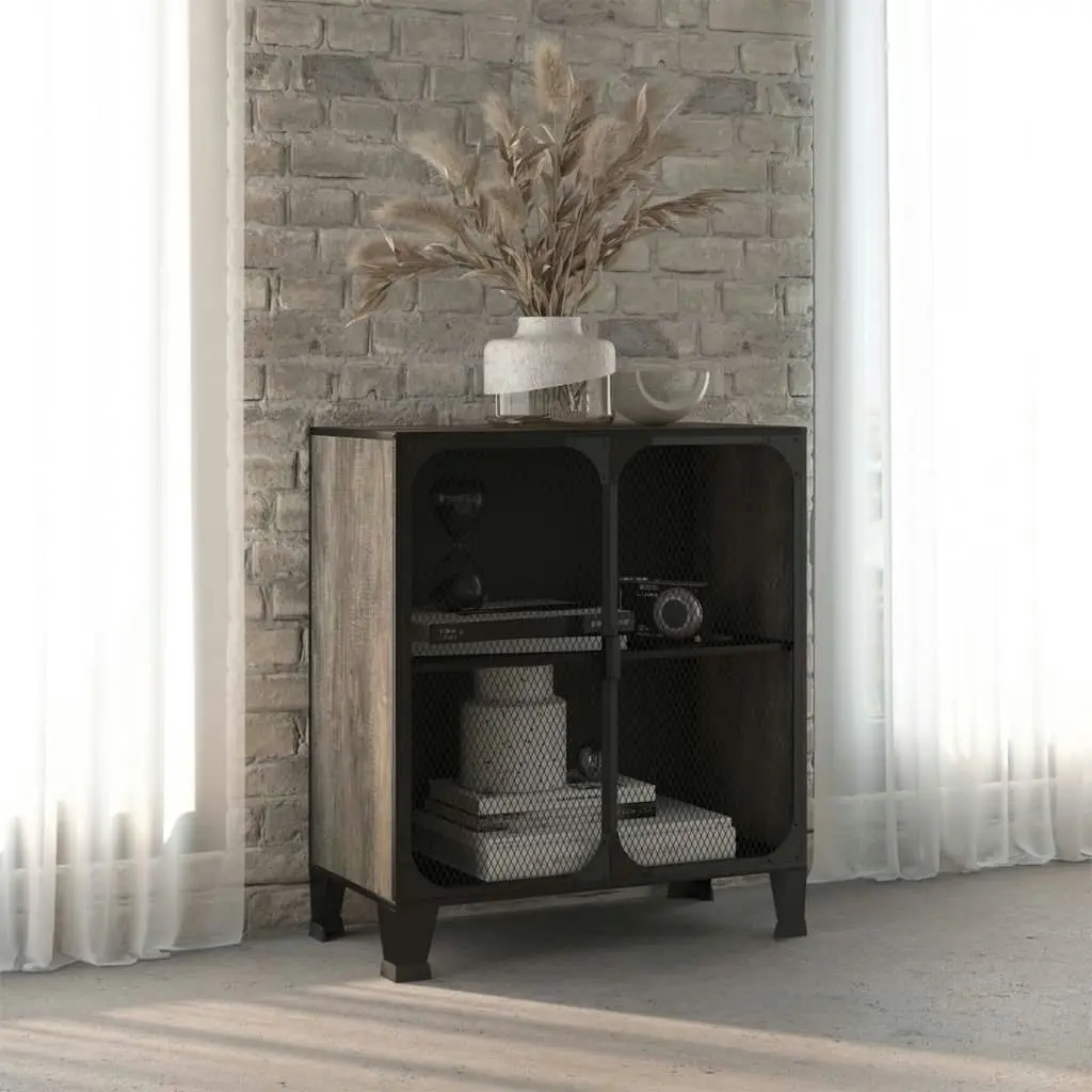 Storage Cabinet Grey 72x36x82 cm Metal and MDF 335908