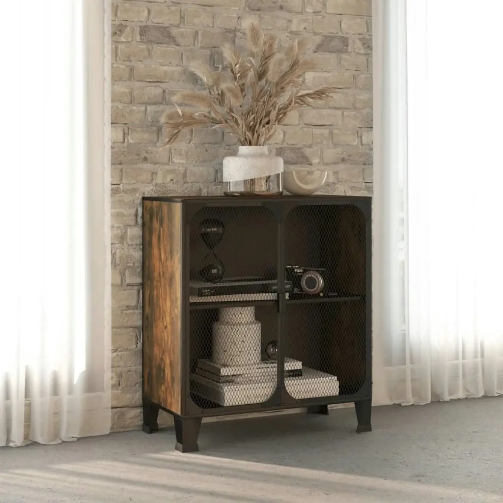 Storage Cabinet Rustic Brown 72x36x82 cm Metal and MDF 335907