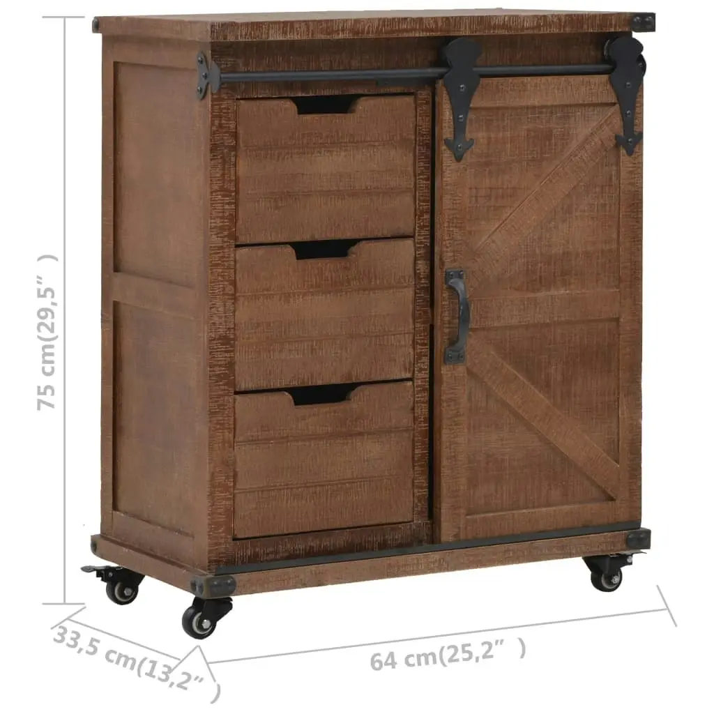 Storage Cabinet Solid Fir Wood 64x33.5x75 cm Brown 246120