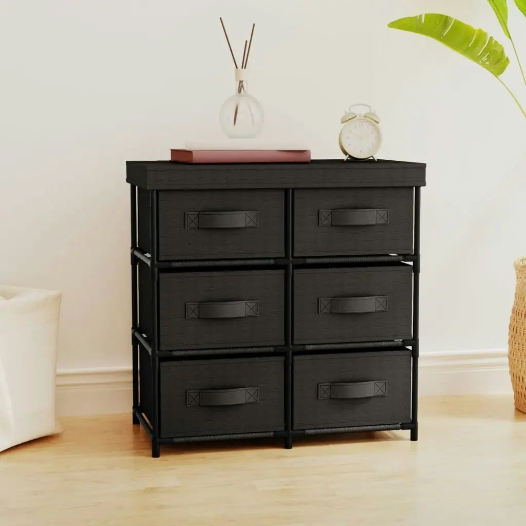 Storage Cabinet with 6 Drawers 55x29x55 cm Black Steel 337257